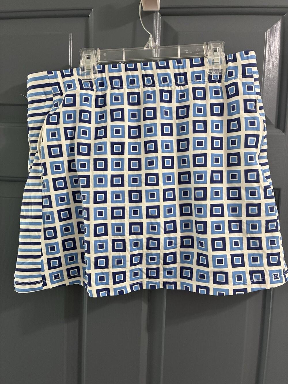 J.McLaughlin Blue Geometric Print Skort Womens Large Golf Tennis Athletic Mini